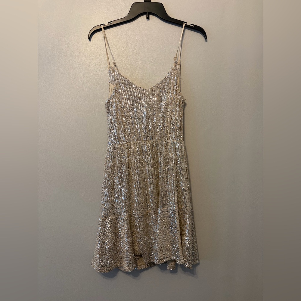 SO Shimmering Silver Sequin Dress